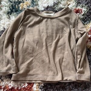 Ribbed Tan Long Sleeve Top